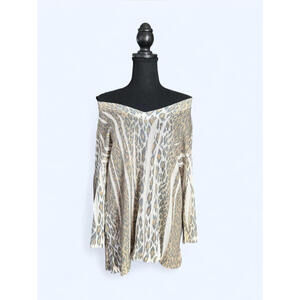 Vintage Y2K Soft off the shoulder sparkly leopard print sweater Size Large